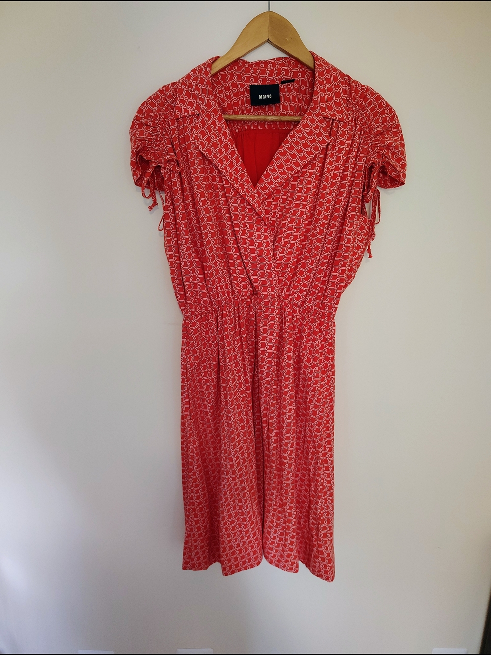 Maeve Anthropologie coral chain print collared shirt dress midi resort vacation - Picture 5 of 8